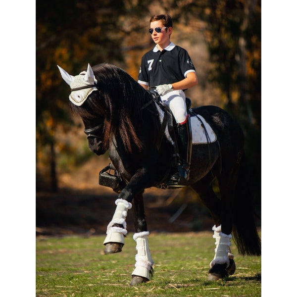 Tapis de selle Royal Equestrian Jump Show Or blanc