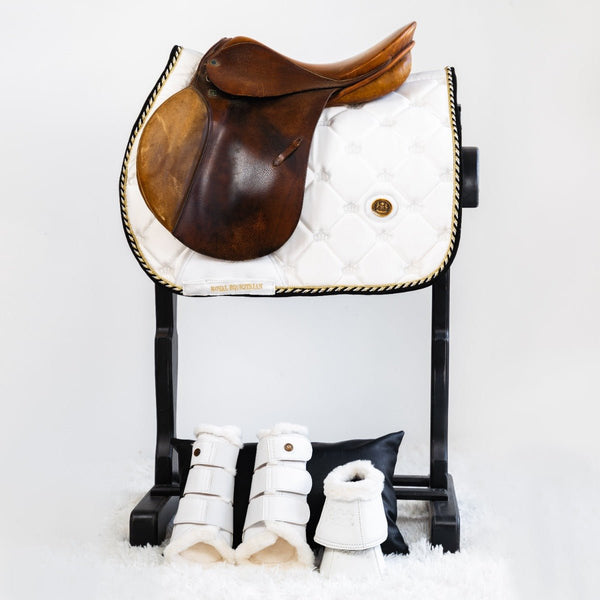 Tapis de selle Royal Equestrian Jump Show Or blanc