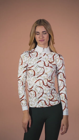 Royal Equestrian Base Layer Cavallo Le Pouvoir Sport Uv Protection Riding Shirt White