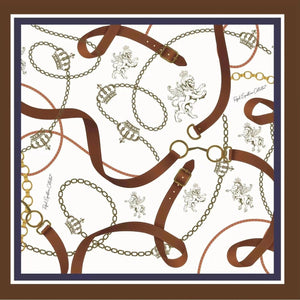 Royal Equestrian Chevalle Scarf Navy Silk with Box