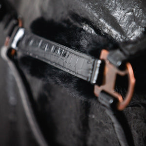 Royal Equestrian Fellhalfter Croco Schwarz Voll