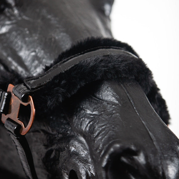 Royal Equestrian Fellhalfter Croco Schwarz Voll