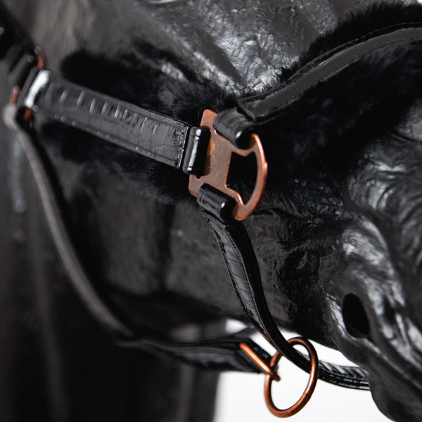 Royal Equestrian Fellhalfter Croco Schwarz Voll