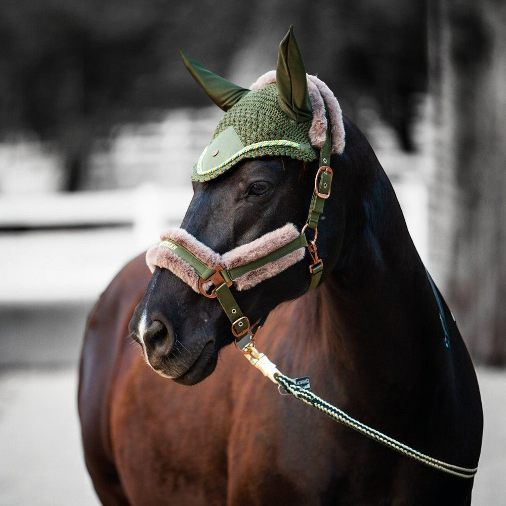 Royal Equestrian z ekologicznym futerkiem kantar Olive Full