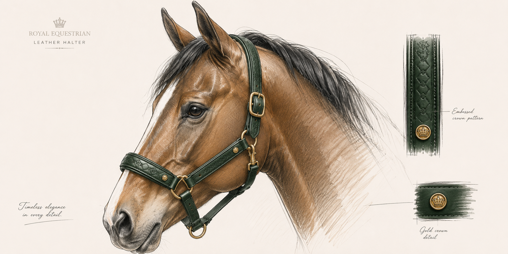 Premium Leather Horse - Pro Diamond Jog Show Halters