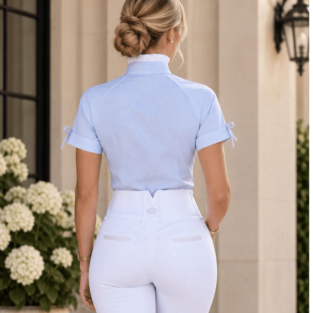 Lady Beatrice Ice Blue Show Shirt with Ruffle