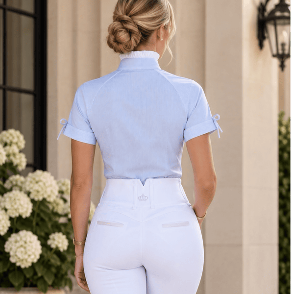 Lady Beatrice Ice Blue Show Shirt with Ruffle
