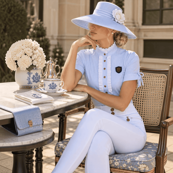 Lady Beatrice Ice Blue Show Shirt with Ruffle