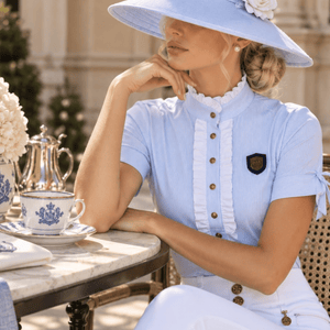 Lady Beatrice Ice Blue Show Shirt with Ruffle