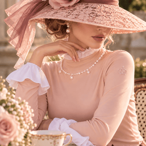 Mademoiselle Pink Colette Riding Shirt with Pearl Accents