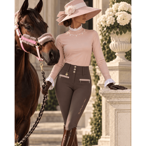 Mademoiselle Pink Colette Riding Shirt with Pearl Accents