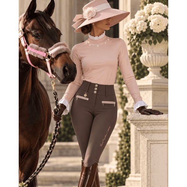 Mademoiselle Pink Colette Riding Shirt with Pearl Accents