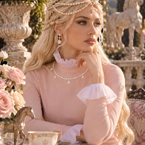 Mademoiselle Pink Colette Riding Shirt with Pearl Accents