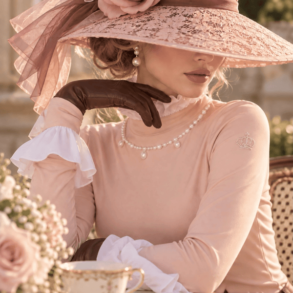Mademoiselle Pink Colette Riding Shirt with Pearl Accents