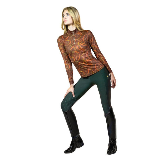 Royal Equestrian Base Layer Cavallo Le Pouvoir Sport Uv Schutz Reiten Top Chocolate Gold