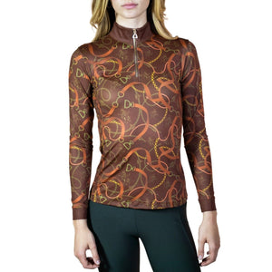 Royal Equestrian Base Layer Cavallo Le Pouvoir Sport Uv Schutz Reiten Top Chocolate Gold