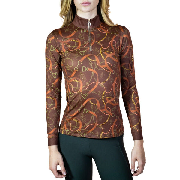 Royal Equestrian Base Layer Cavallo Le Pouvoir Sport Uv Schutz Reiten Top Chocolate Gold