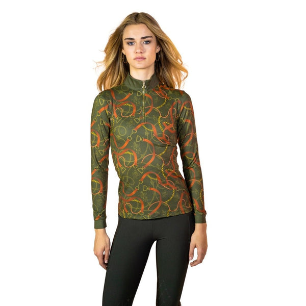 Royal Equestrian Base Layer Cavallo Le Pouvoir Sport Uv Schutz Reiten Top Olive