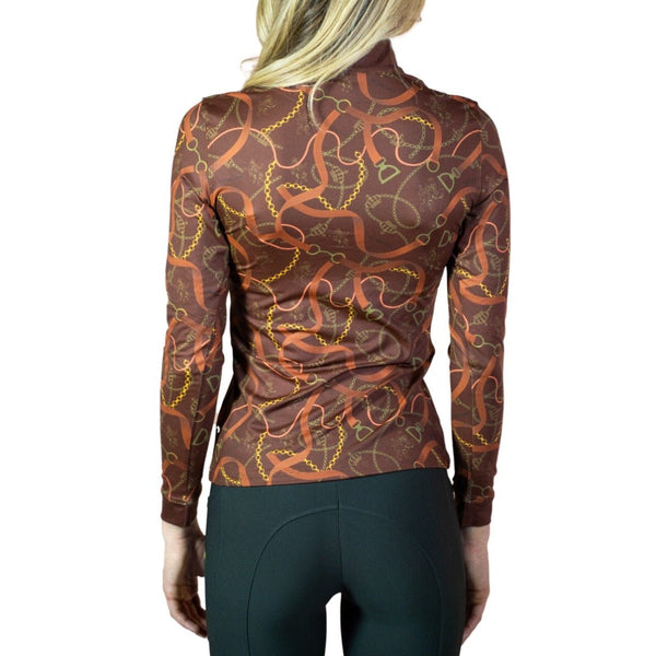Royal Equestrian Base Layer Cavallo Le Pouvoir Sport Uv Schutz Reiten Top Chocolate Gold