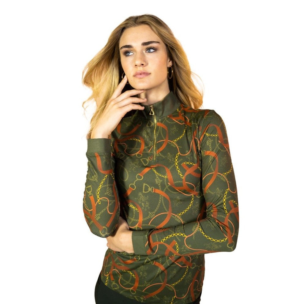 Royal Equestrian Base Layer Cavallo Le Pouvoir Sport Uv Protection Riding Top Olive