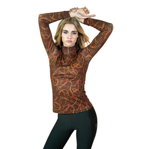 Royal Equestrian Base Layer Cavallo Le Pouvoir Sport Uv Schutz Reiten Top Chocolate Gold