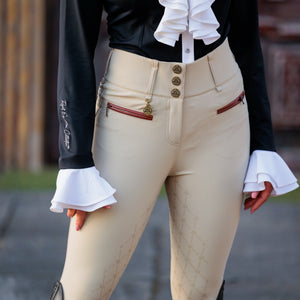 Royal Equestrian Breeches Full Seat High Waist Compression Cecilie Sand Beige