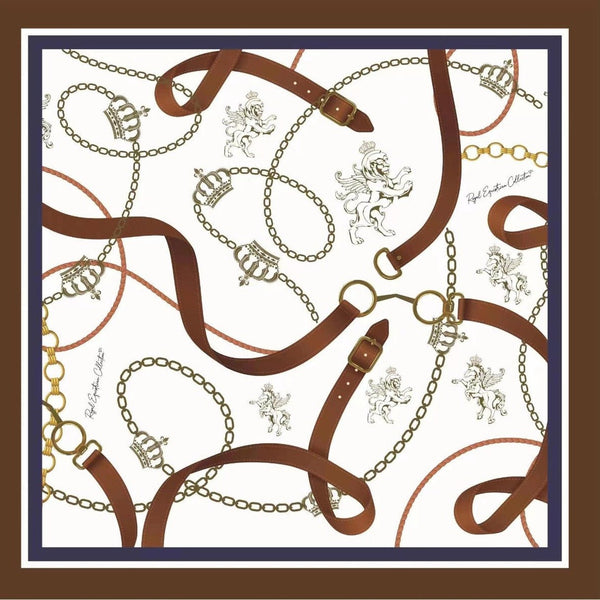 Royal Equestrian Chevalle Scarf Navy Silk with Box