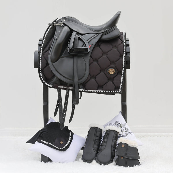 Royal Equestrian Dressurschabracke Schwarz Silber Voll