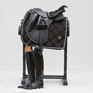 Royal Equestrian Dressurschabracke Schwarz Silber Voll