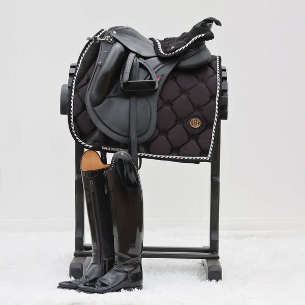 Royal Equestrian Dressurschabracke Schwarz Silber Voll