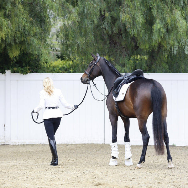 Royal Equestrian Dressur Schabracke Weiß Gold Voll
