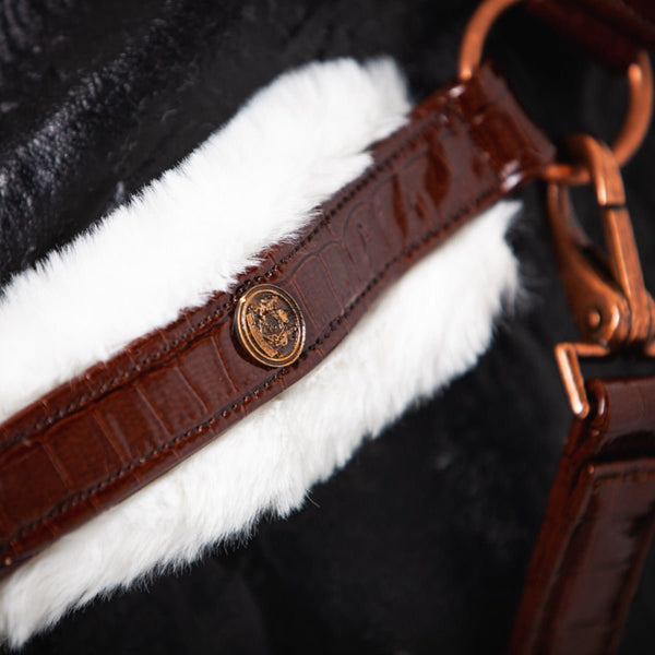 Royal Equestrian z ekologicznym futerkiem kantar Croco Chocolate Full