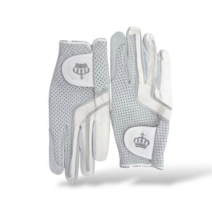 Royal Equestrian Leather Riding Gloves Crystal White
