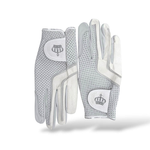 Royal Equestrian Leather Riding Gloves Crystal White