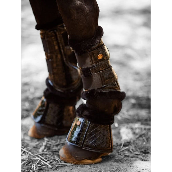 Royal Equestrian Lined Brushing Boots Croco Black