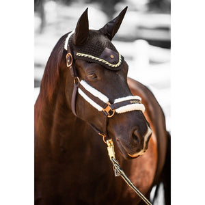 Royal Equestrian Premium Ear Bonnet Black Gold Full