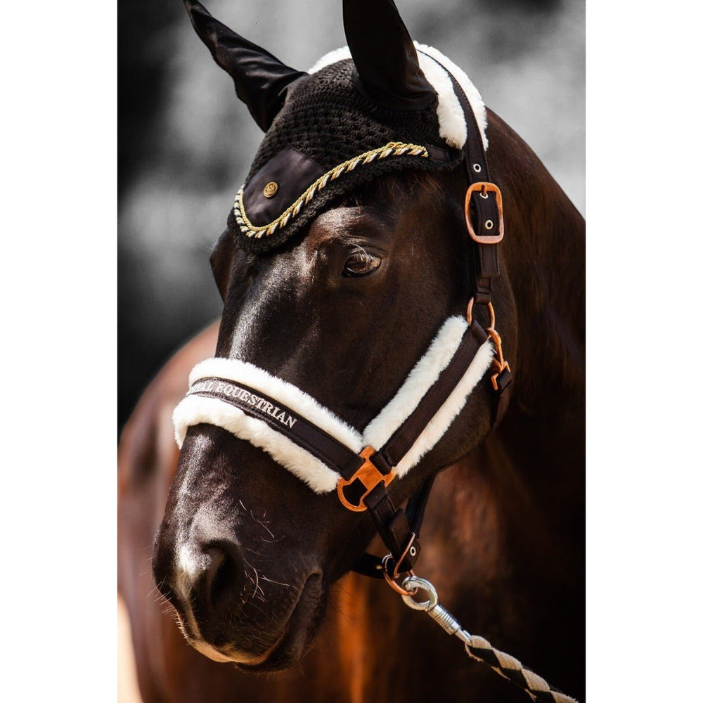Royal Equestrian Premium Ear Bonnet Black Silver Full