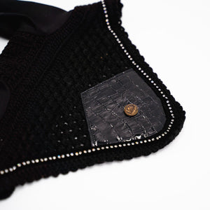 Royal Equestrian Premium Ear Bonnet Croco Black Crystal Full