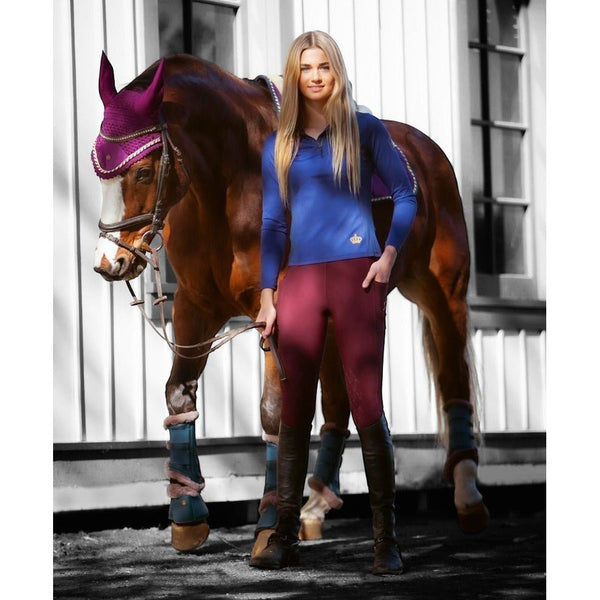 Royal Equestrian Premium Ear Bonnet Purple Black Full
