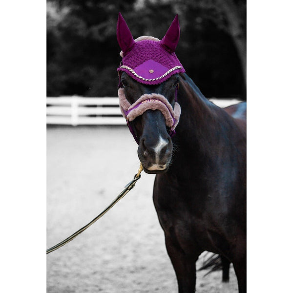 Royal Equestrian Premium Ear Bonnet Purple Navy Full