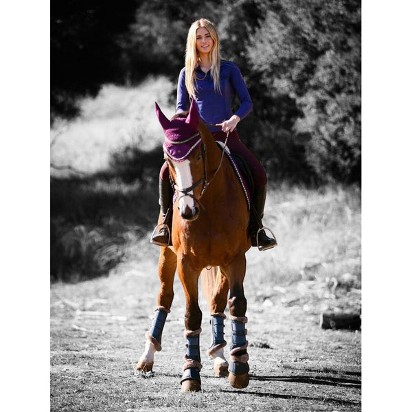 Royal Equestrian Premium Ear Bonnet Purple Navy Full