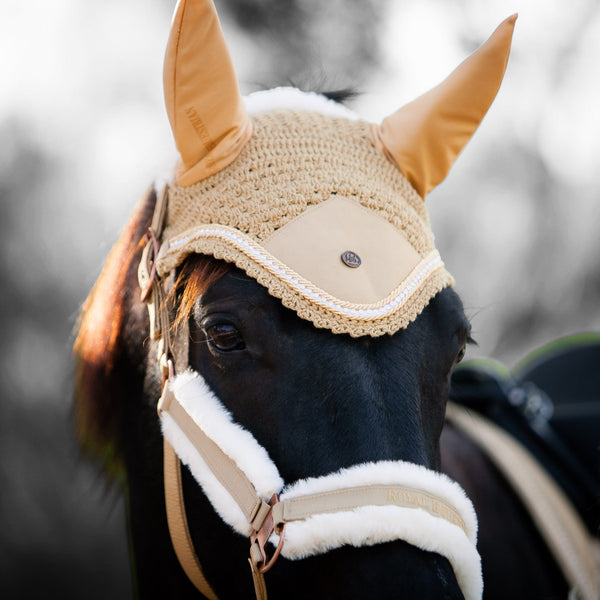 Royal Equestrian Premium Ear Bonnet Rhinestone Champagne Full