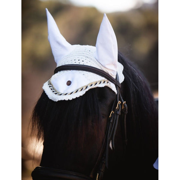 Royal Equestrian Premium Ear Bonnet White Gold Full