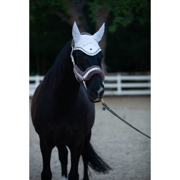 Royal Equestrian Premium Ear Bonnet White Silver Full