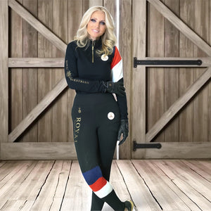 Royal Equestrian Riding Tights Heritage Team Knee Grip Black