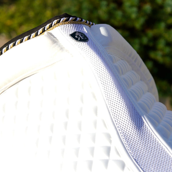 Royal Equestrian Saddle Pad Dressage Pro Cooling Mesh White Gold