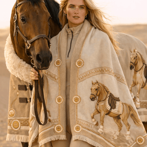 Royal Equestrian Sahara Sandstone Equestrian Cashmere Cape Poncho