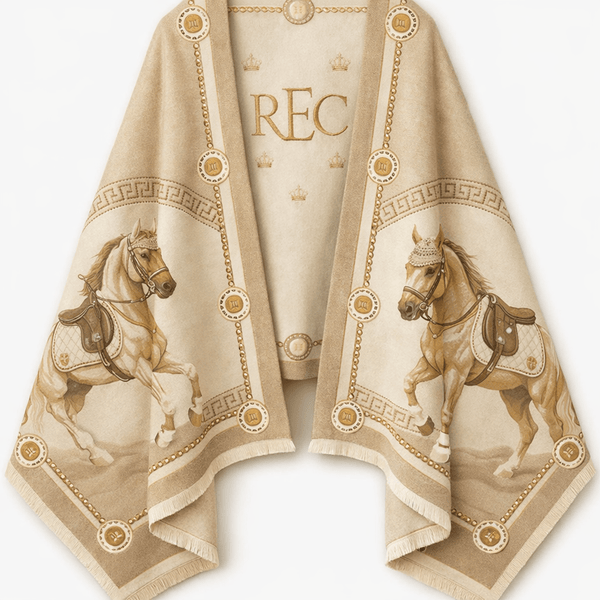 Royal Equestrian Sahara Sandstone Equestrian Cashmere Cape Poncho