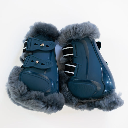 Royal Equestrian Shock Absorbent Sheepskin Fetlock Boots Royal Blue