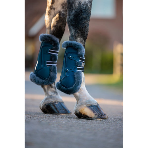 Royal Equestrian Shock Absorbent Sheepskin Tendon Boots Royal Blue